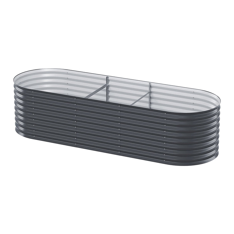 Garden Bed Oval Raised Planter Box 240x80x56cm Steel Grey