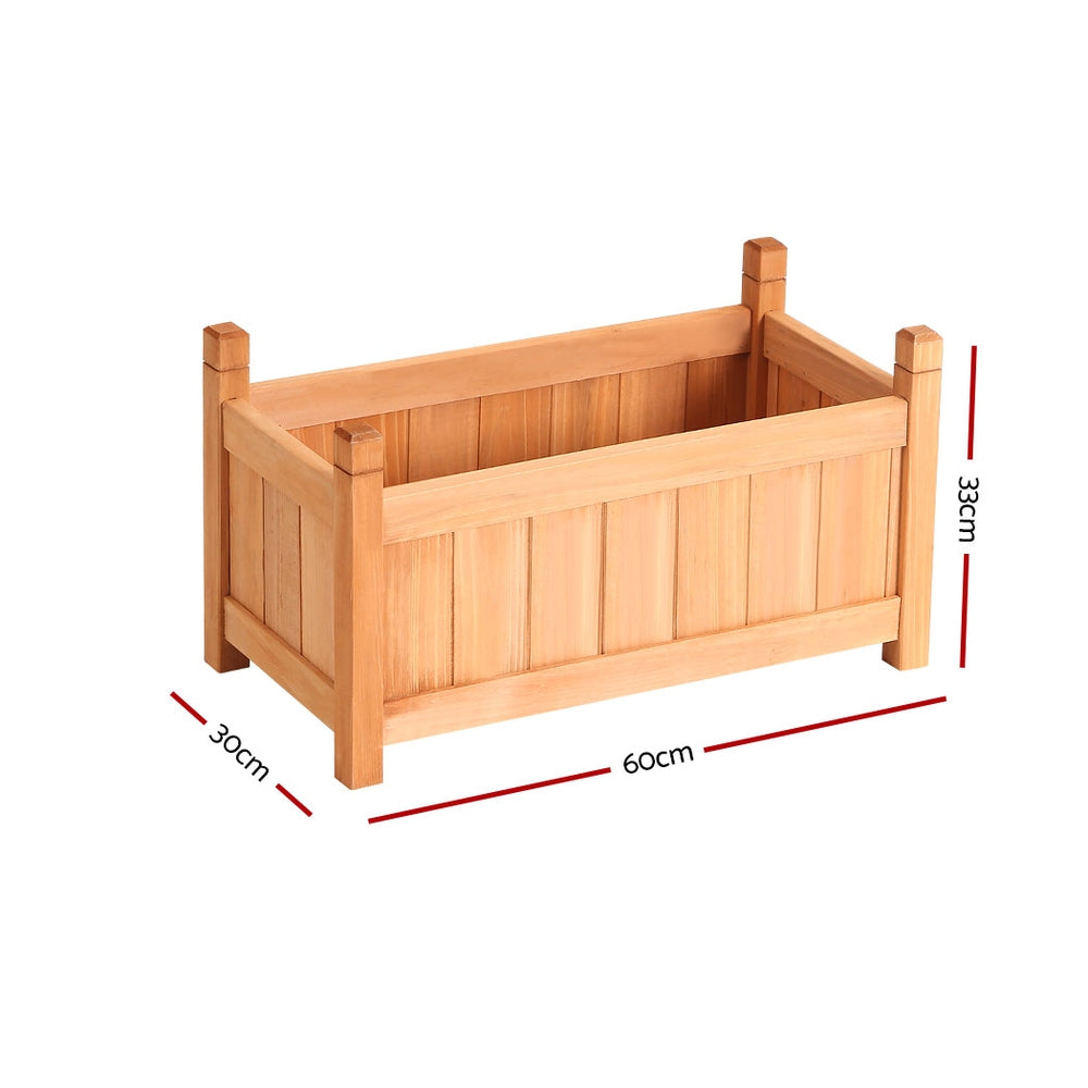 Garden Bed | Small Raised Container Planter Box | 60x30x33cm | Fir Wood | Greenfingers | Natural