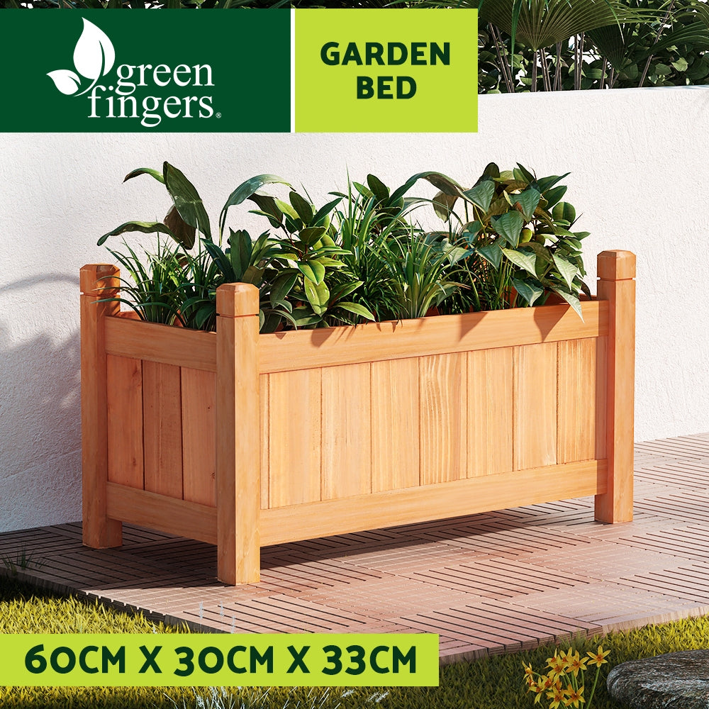 Garden Bed | Small Raised Container Planter Box | 60x30x33cm | Fir Wood | Greenfingers | Natural