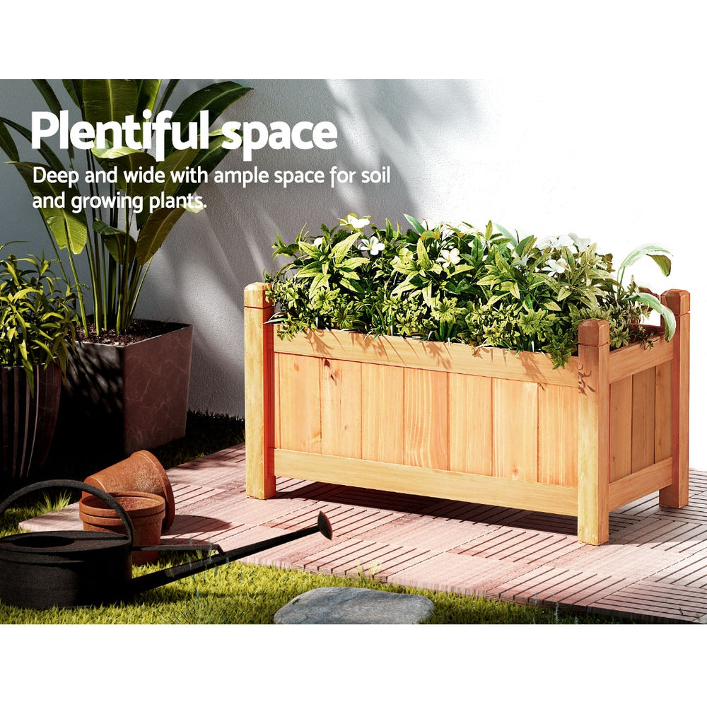 Garden Bed | Small Raised Container Planter Box | 60x30x33cm | Fir Wood | Greenfingers | Natural