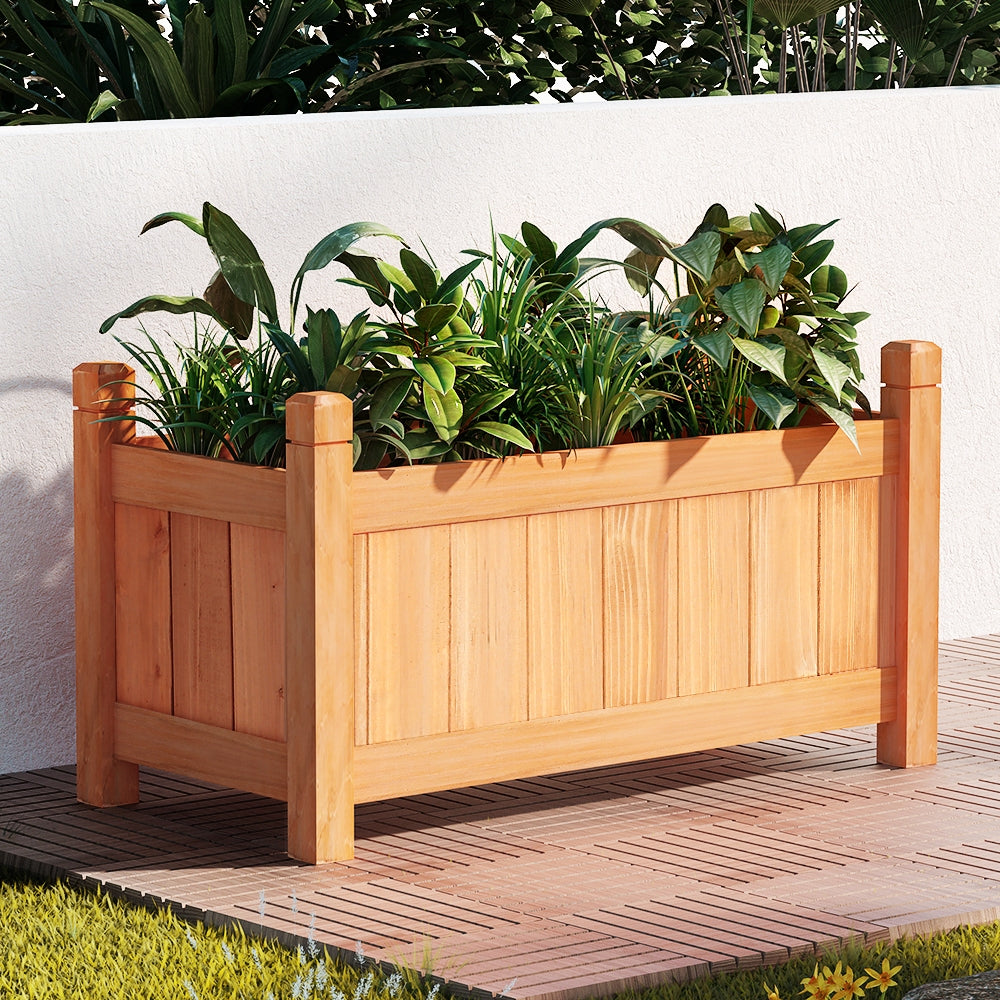 Garden Bed | Small Raised Container Planter Box | 60x30x33cm | Fir Wood | Greenfingers | Natural