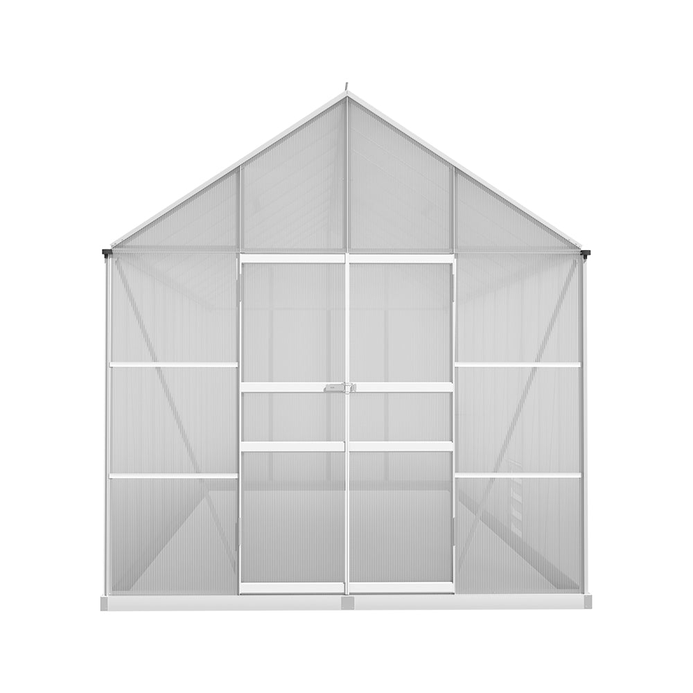 Greenhouse | Aluminium Double Doors Large Green House | Double Doors Large | Greenfingers | 6.0X2.4M | Silver