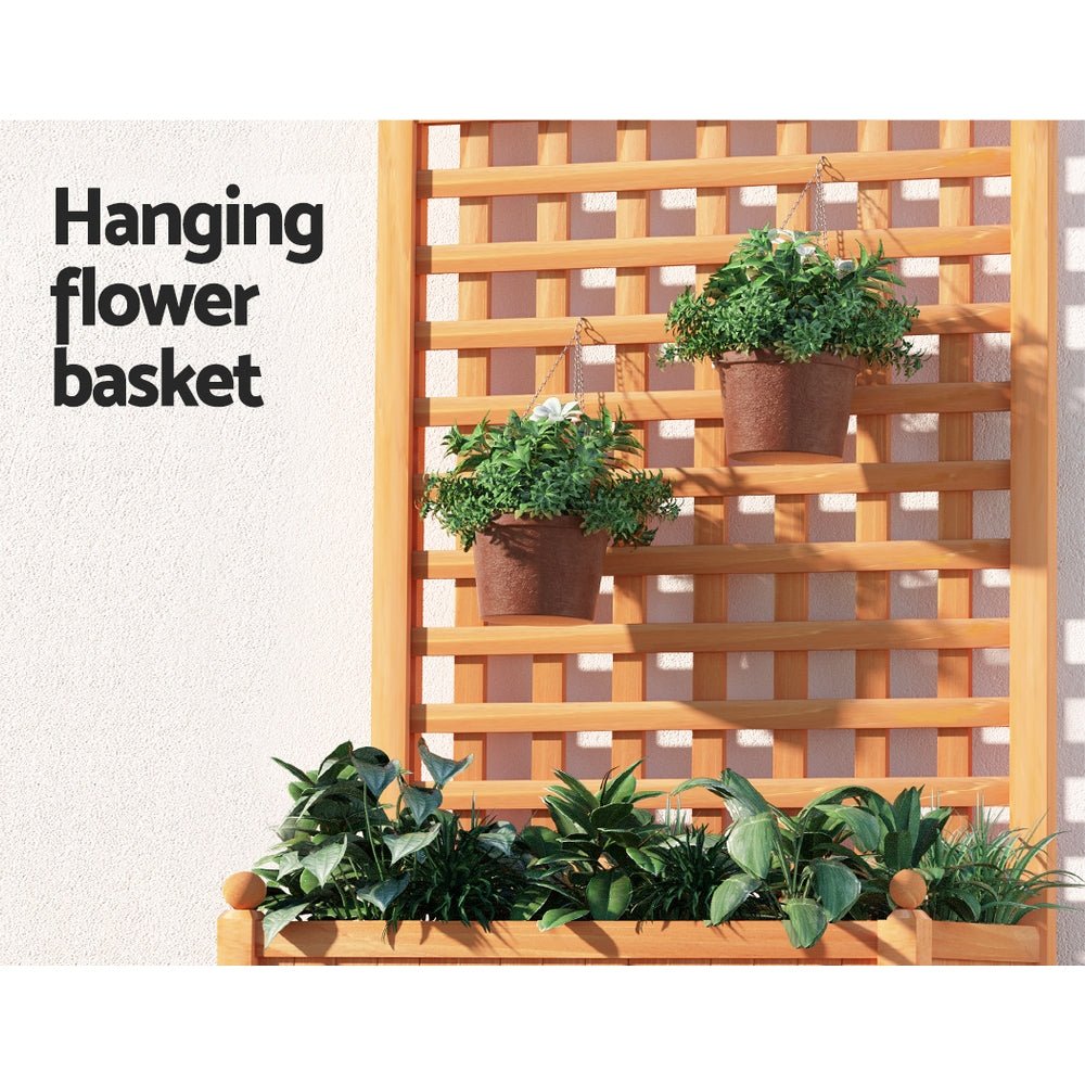 Garden Bed | Raised Planter with Trellis | 64x35x115cm | Greenfingers | Treated Fir Wood