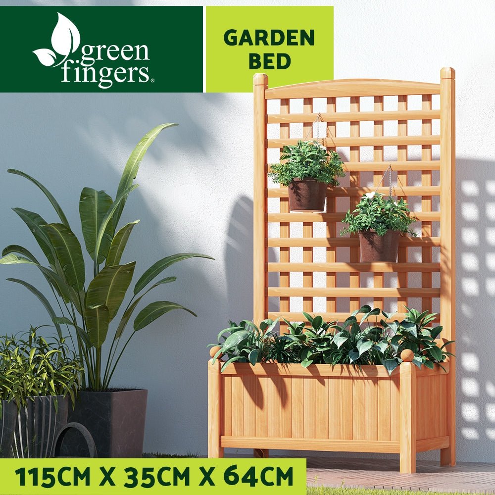 Garden Bed | Raised Planter with Trellis | 64x35x115cm | Greenfingers | Treated Fir Wood