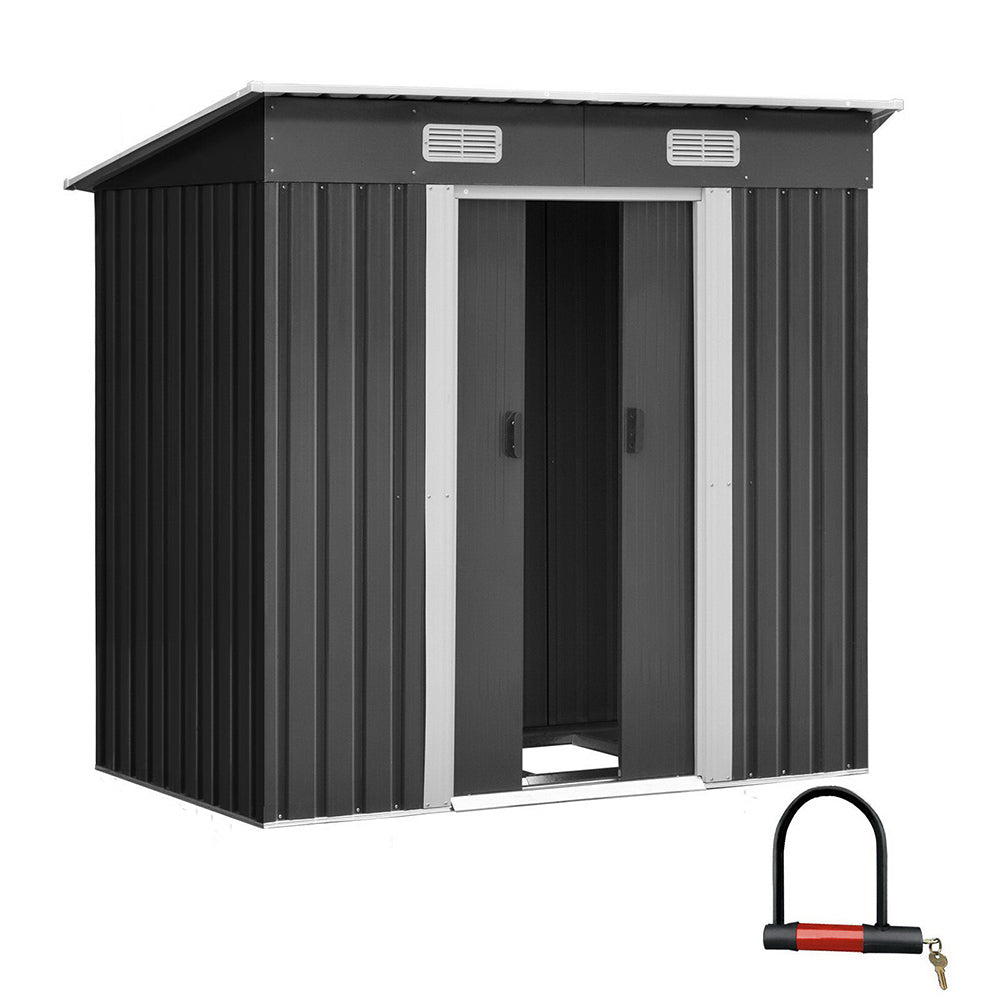 Garden Shed | With Metal Base Frame | Sliding Doors | 1.94mx1.21m | Giantz | Grey