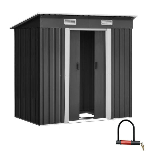 Garden Shed | With Metal Base Frame | Sliding Doors | 1.94mx1.21m | Giantz | Grey