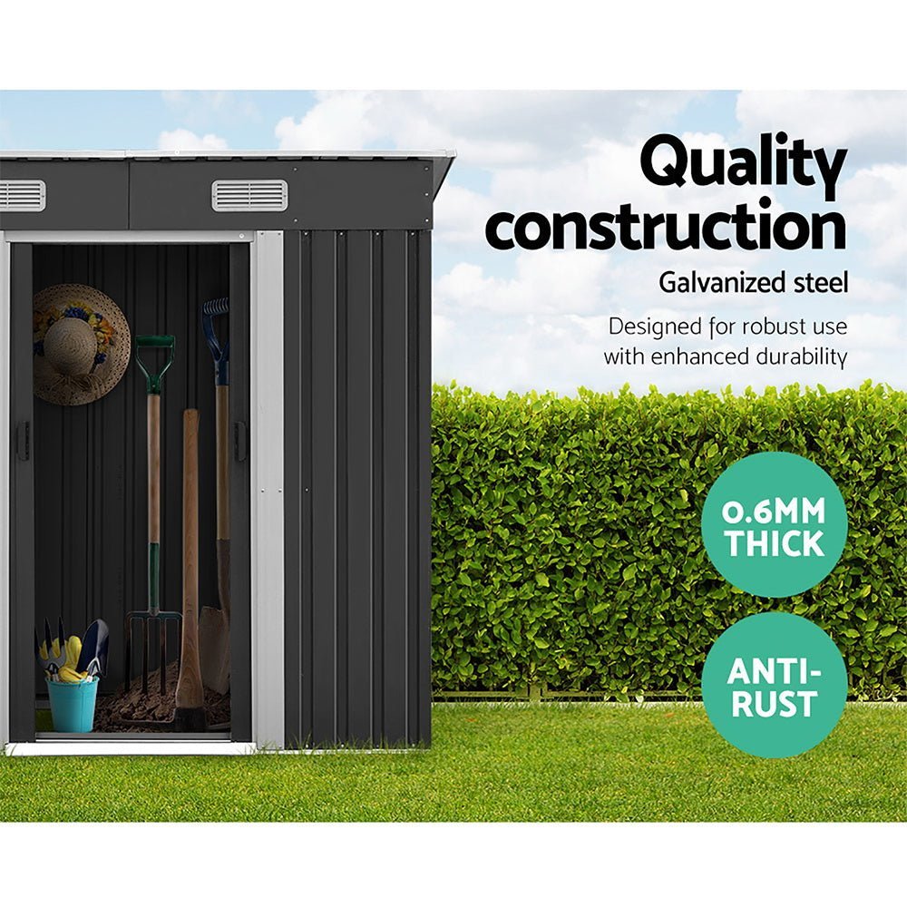 Garden Shed | With Metal Base Frame | Sliding Doors | 1.94mx1.21m | Giantz | Grey