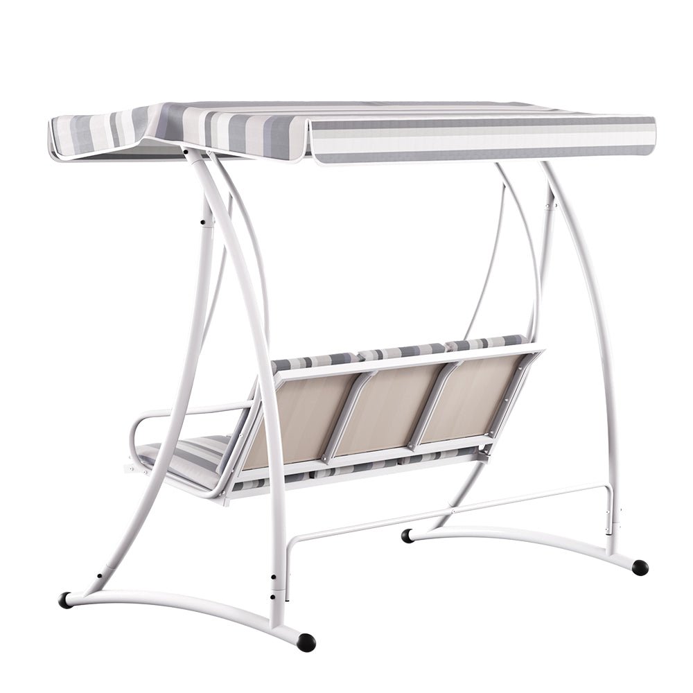 Swing Chair Gardeon Outdoor Swing Seat Canopy 3 Seat White Grey