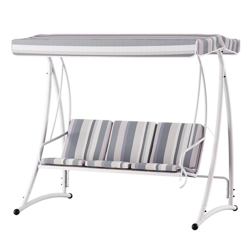 Swing Chair Gardeon Outdoor Swing Seat Canopy 3 Seat White Grey