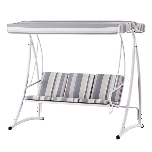 Swing Chair Gardeon Outdoor Swing Seat Canopy 3 Seat White Grey