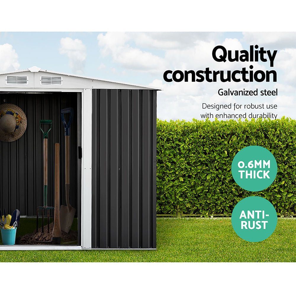 Giantz Garden Shed 2.58x2.07M w/Metal Base Outdoor Storage Double Door Conch Outdoors