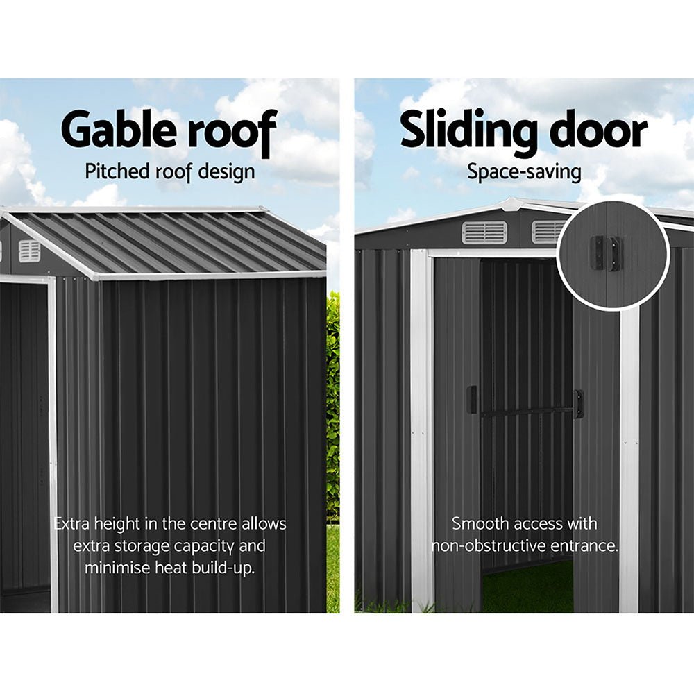 Giantz Garden Shed 2.58x3.14M w/Metal Base Outdoor Storage Workshop Sliding Door Conch Outdoors