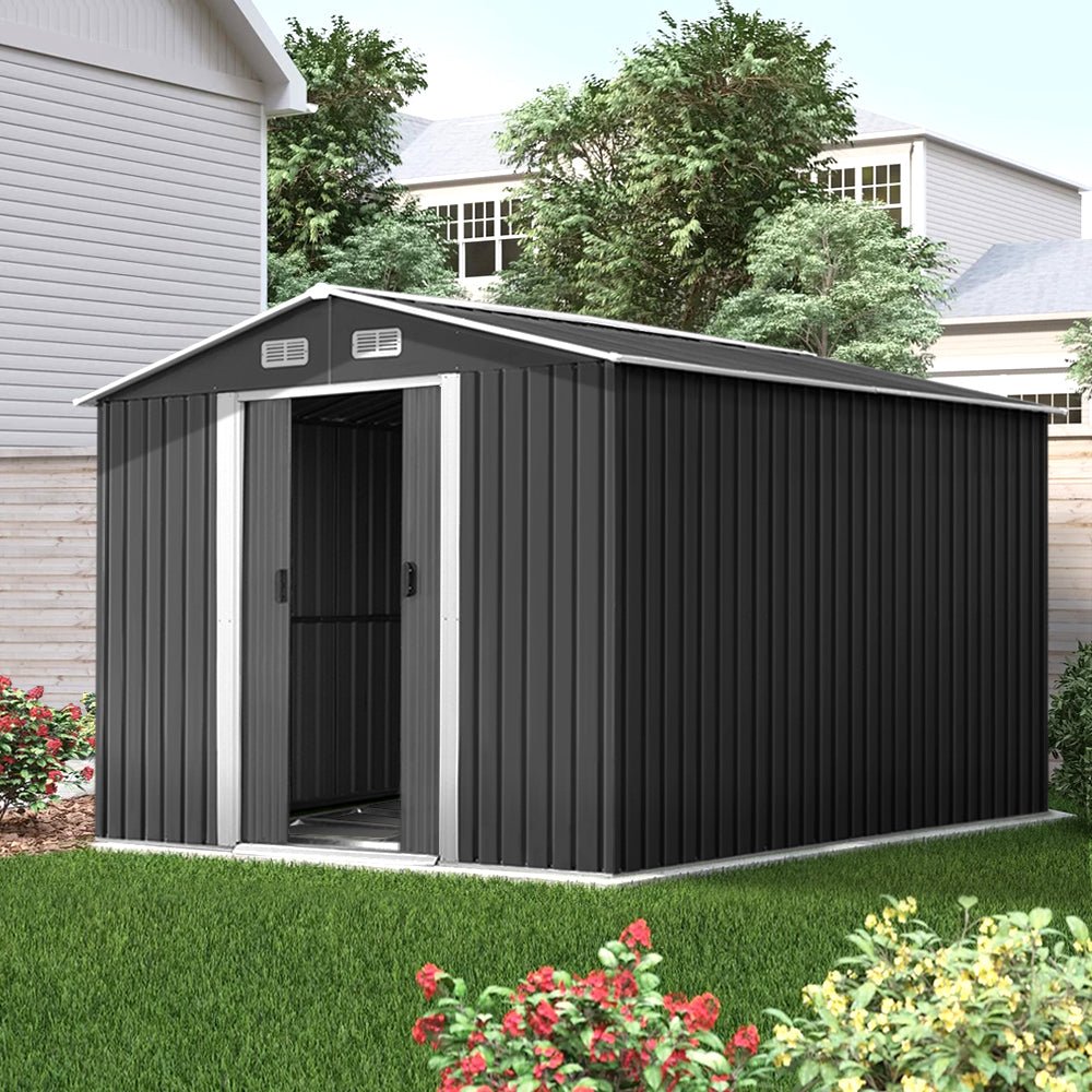 Giantz Garden Shed 2.6x3.9M w/Metal Base Outdoor Storage Workshop Sliding Door Conch Outdoors
