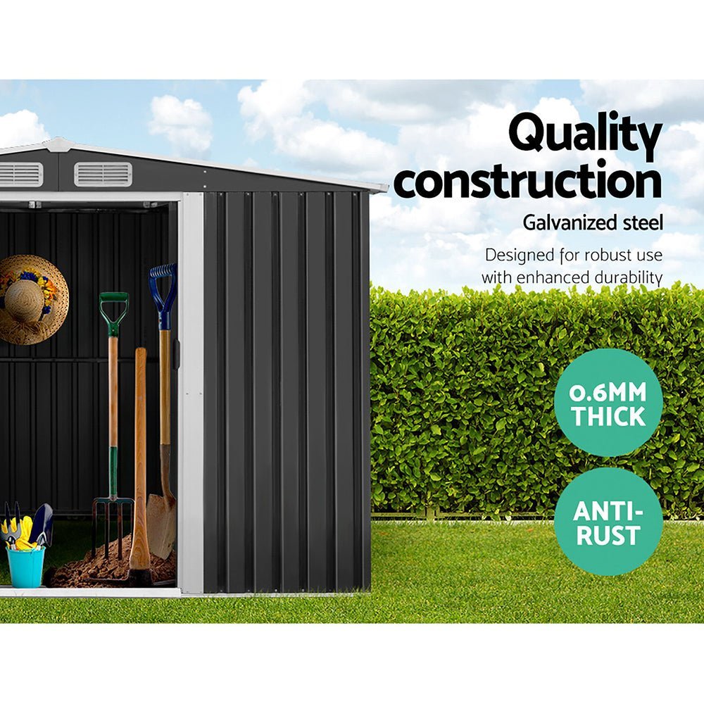 Giantz Garden Shed 2.6x3.9M w/Metal Base Outdoor Storage Workshop Sliding Door Conch Outdoors
