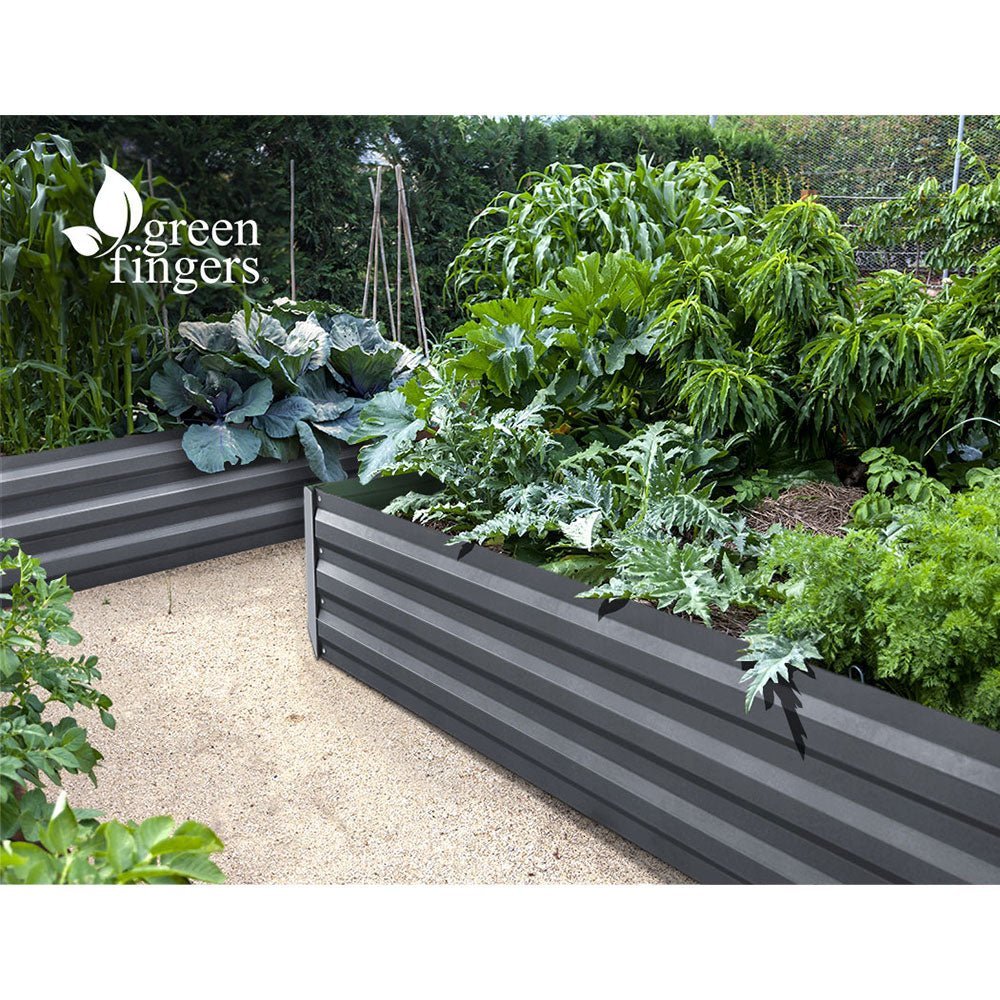 Garden Bed | 2x Raised Container Planter Box | 120x90x30cm | Galvanised Steel | Greenfingers | Grey