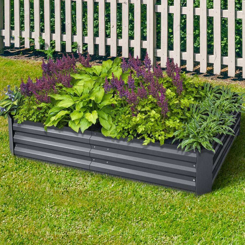 Garden Bed | Raised Container Planter Box | 150x90x30cm | Galvanised Steel | Greenfingers | Grey