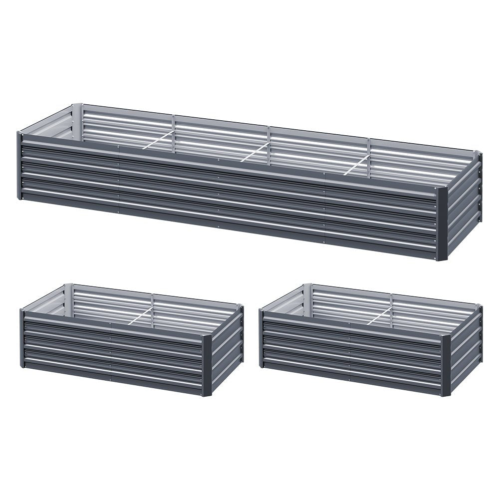 Garden Bed | Raised Container Planter Box | 240x80x45cm or 2x 120x80x45cm Beds | Galvanised Steel | Grey