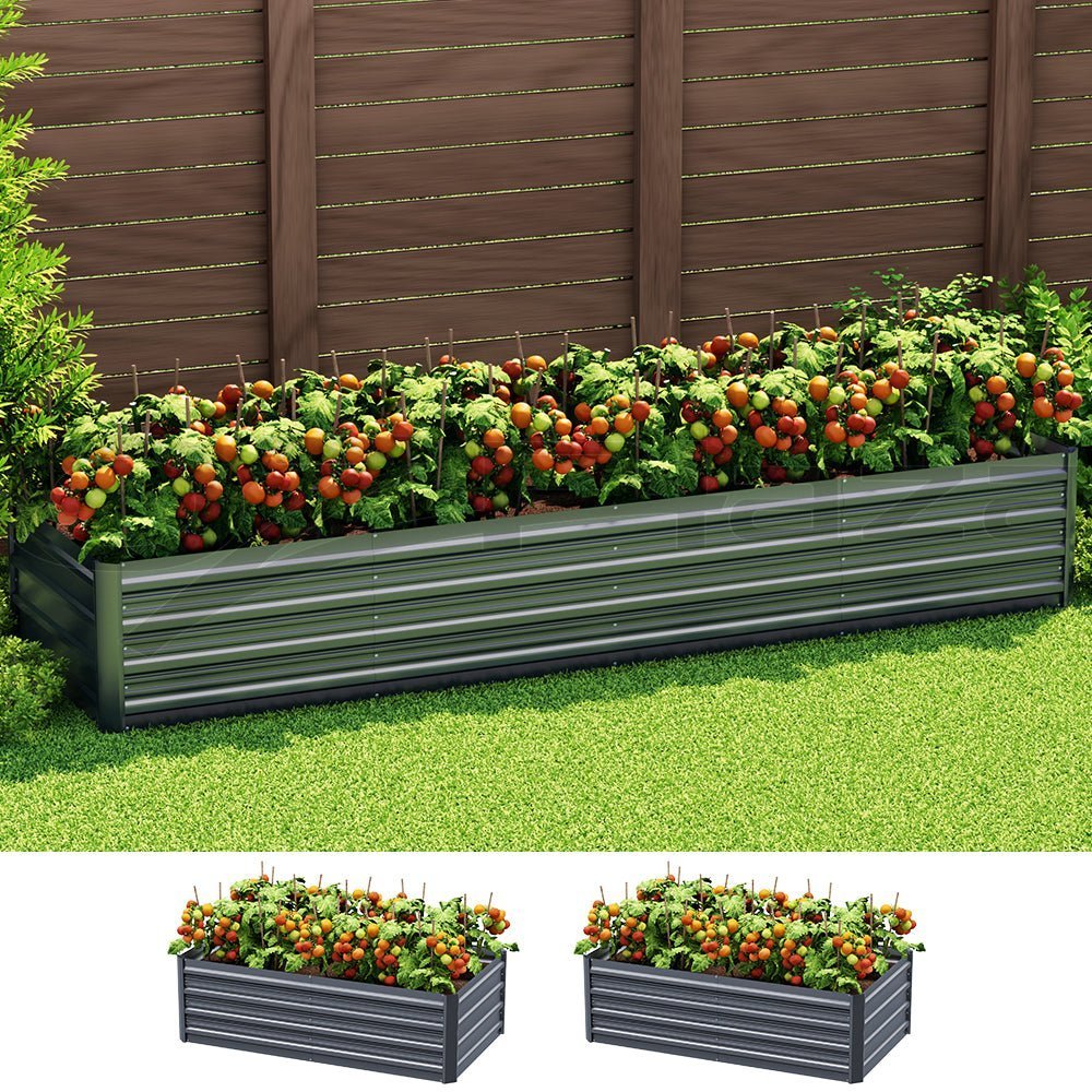 Garden Bed | Raised Container Planter Box | 240x80x45cm or 2x 120x80x45cm Beds | Galvanised Steel | Grey