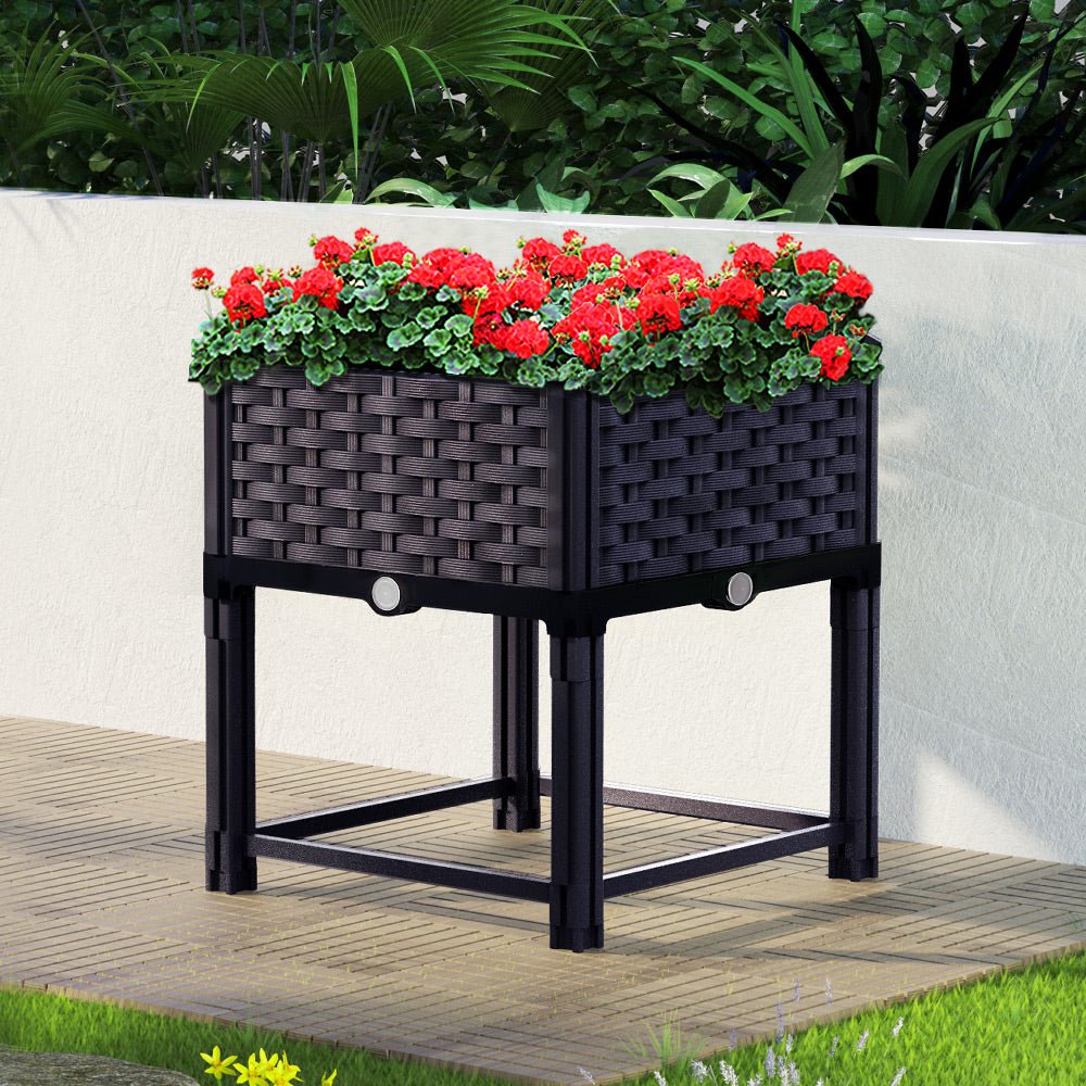 Garden Bed | PP Raised Planter Box Container | Greenfingers | 40x40x23cm | Brown