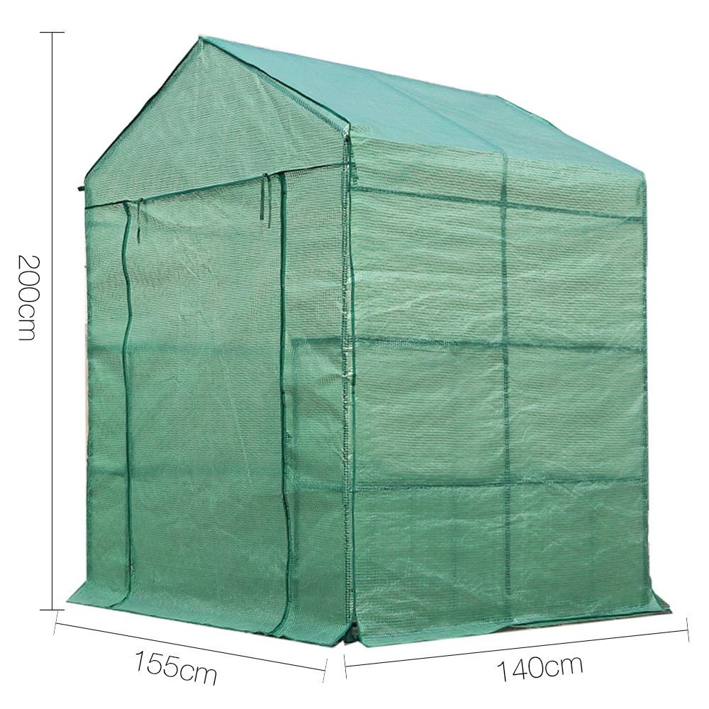 Greenhouse Shade House 1.4m x 1.55m x 2m Polytunnel with 8 Shelves