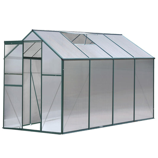 Greenhouse | Aluminium Polycarbonate Green House Garden Shed | Greenfingers | 2.52x1.9M | Green