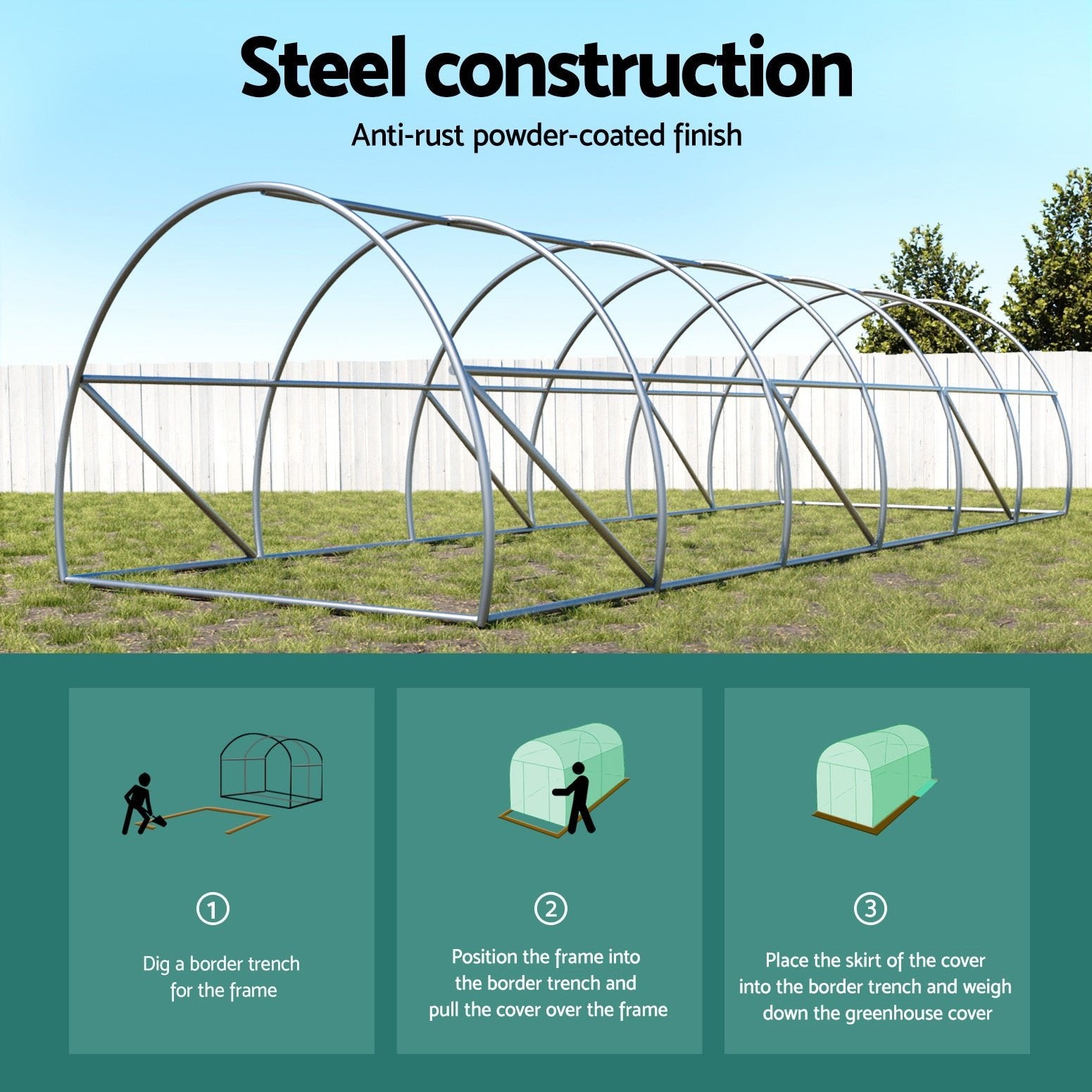 Greenhouse Shade House Walk-In 9m x 3m x 2m Domed Roof Polytunnel