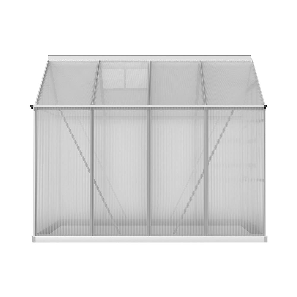 Greenhouse | Aluminium Double Doors Green House Garden Shed | Double Doors | Greenfingers | 2.4x2.5M | Silver