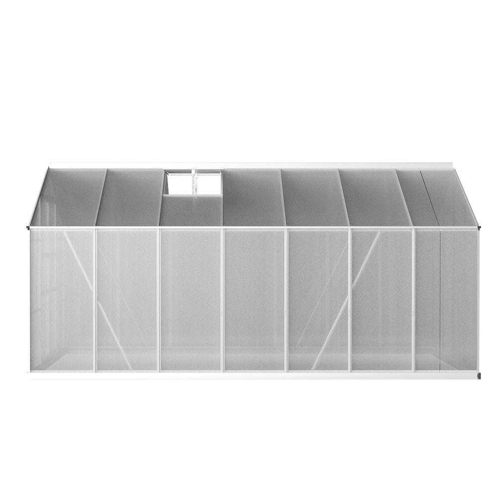 Greenhouse | Aluminium Polycarbonate | Double Doors Large | Greenfingers | 4.1x2.5M | Silver