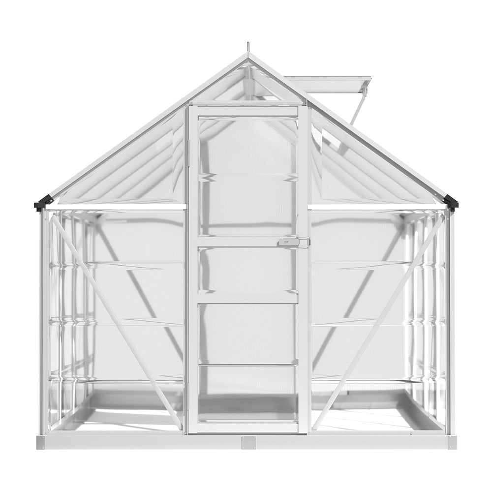 Greenhouse | Aluminium Polycarbonate Green House Garden Shed | Greenfingers | 2.48x1.89M | Silver