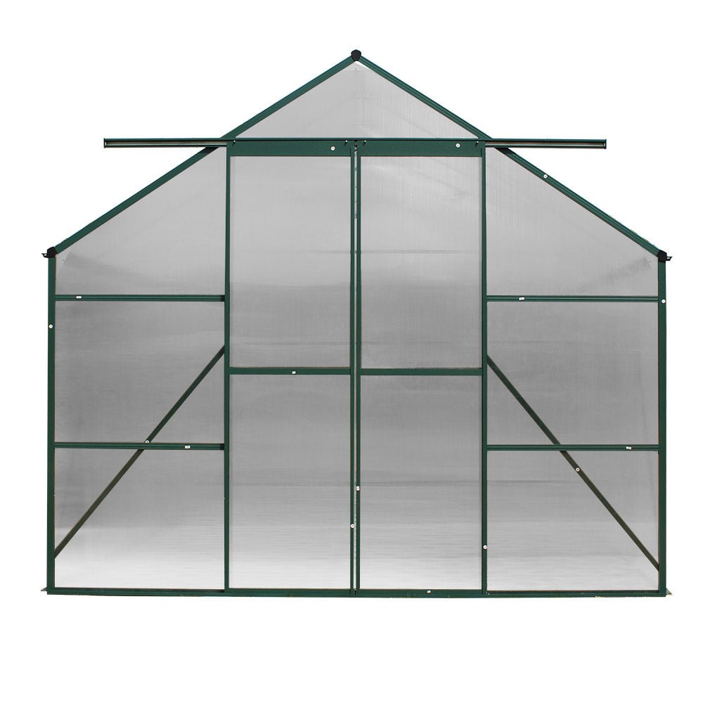 Greenhouse | Aluminium Polycarbonate Green House | Double Doors Large | Greenfingers | 5.1x2.44M | Green