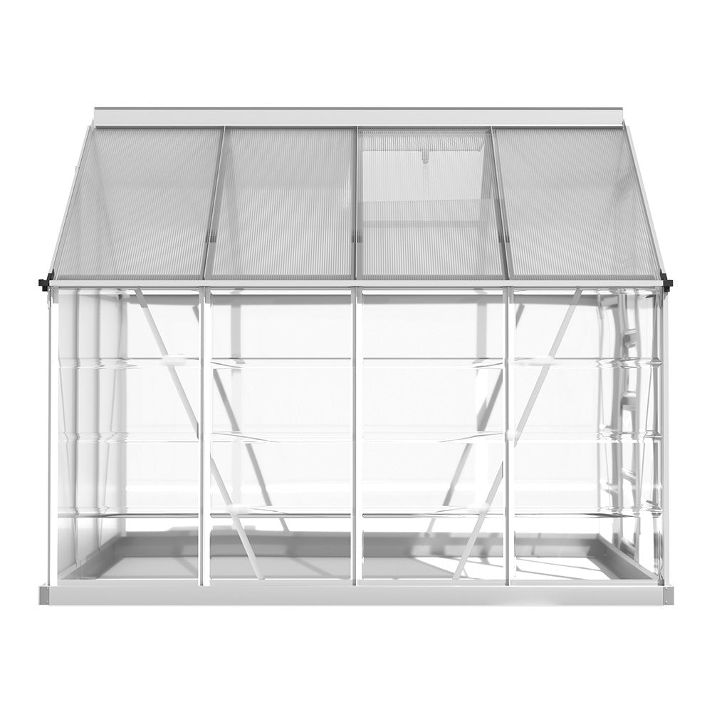 Greenhouse | Aluminium Polycarbonate Green House Garden Shed | Greenfingers | 2.48x1.89M | Silver