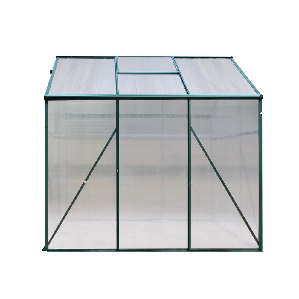 Greenhouse | Aluminium Polycarbonate Green House Garden Shed | Greenfingers | 1.9x1.9M | Green