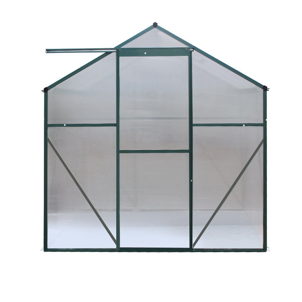 Greenhouse | Aluminium Polycarbonate Green House Garden Shed | Greenfingers | 1.9x1.9M | Green