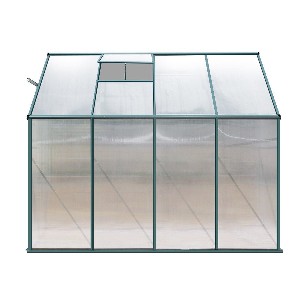 Greenhouse | Aluminium Polycarbonate Lean-to Green House | Greenfingers | 2.52x1.27M | Green