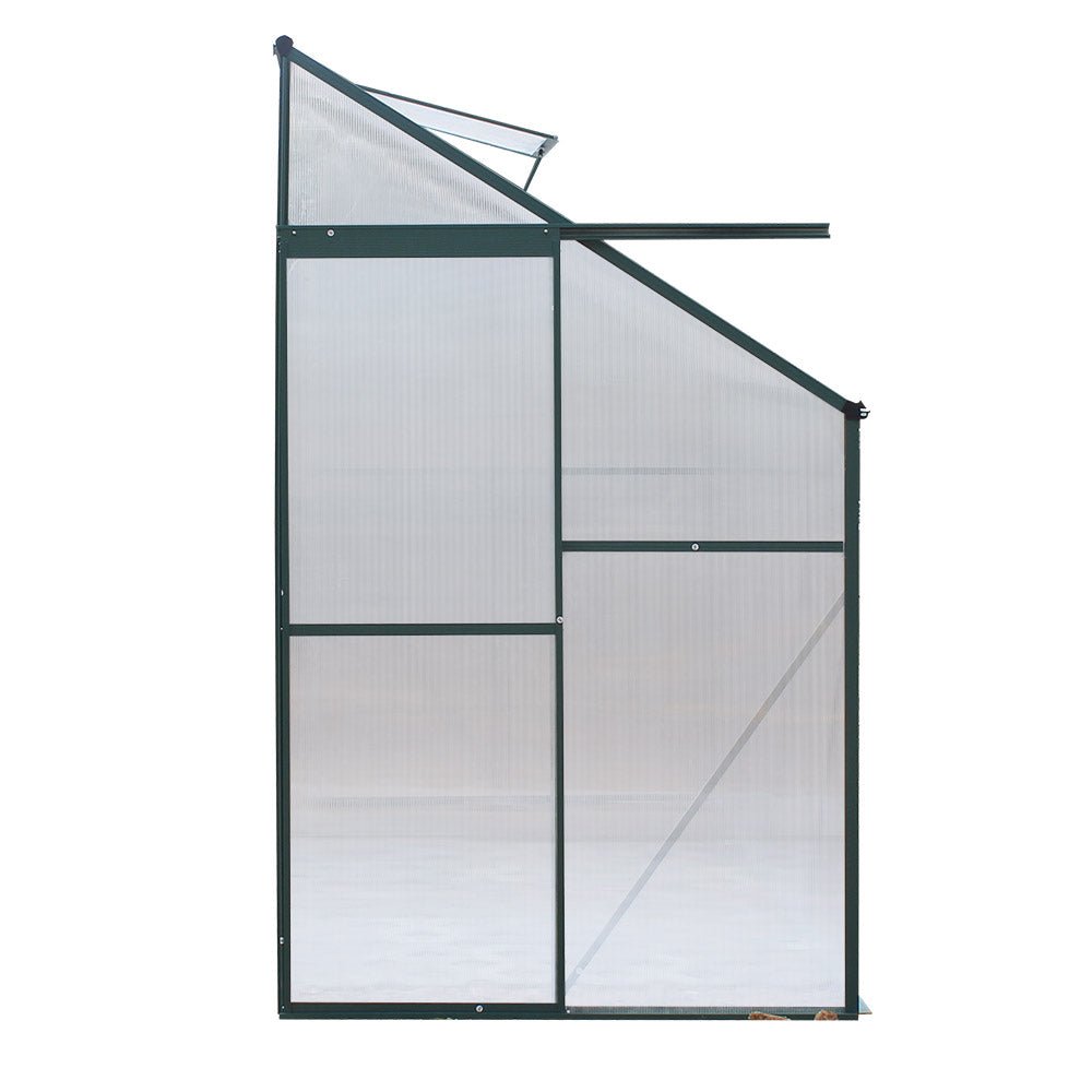 Greenhouse | Aluminium Polycarbonate Lean-to Green House | Greenfingers | 2.52x1.27M | Green