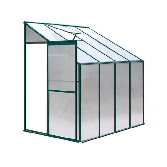 Greenhouse | Aluminium Polycarbonate Lean-to Green House | Greenfingers | 2.52x1.27M | Green