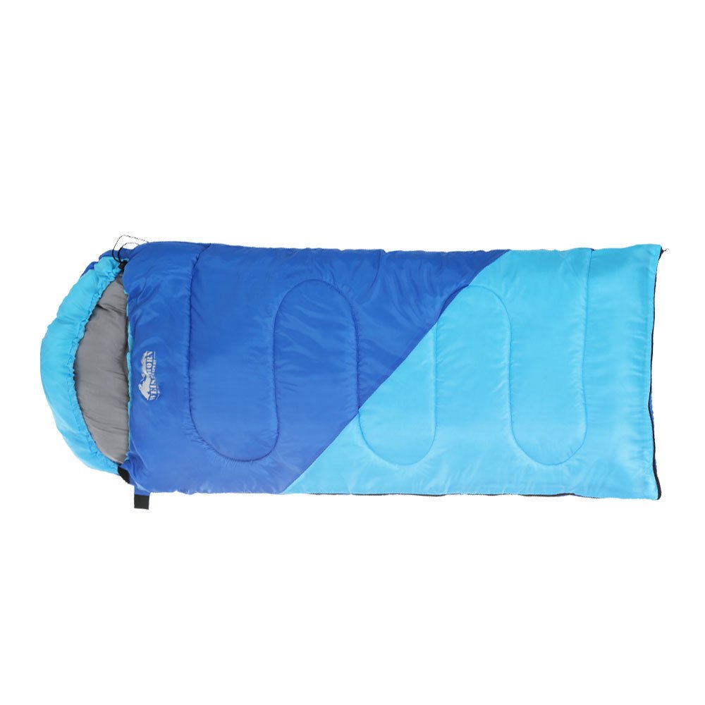 Kids Sleeping Bag Single 172cm Weisshorn Thermal Camping Hiking Blue