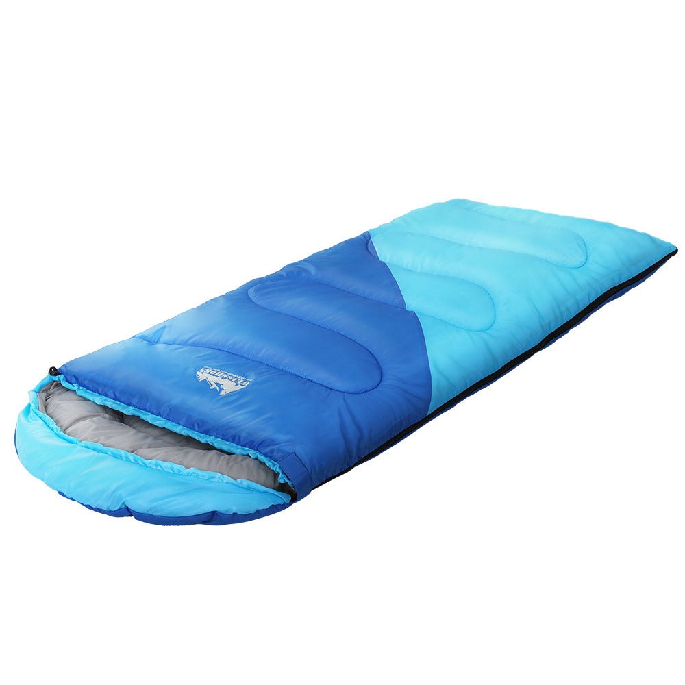 Kids Sleeping Bag Single 172cm Weisshorn Thermal Camping Hiking Blue