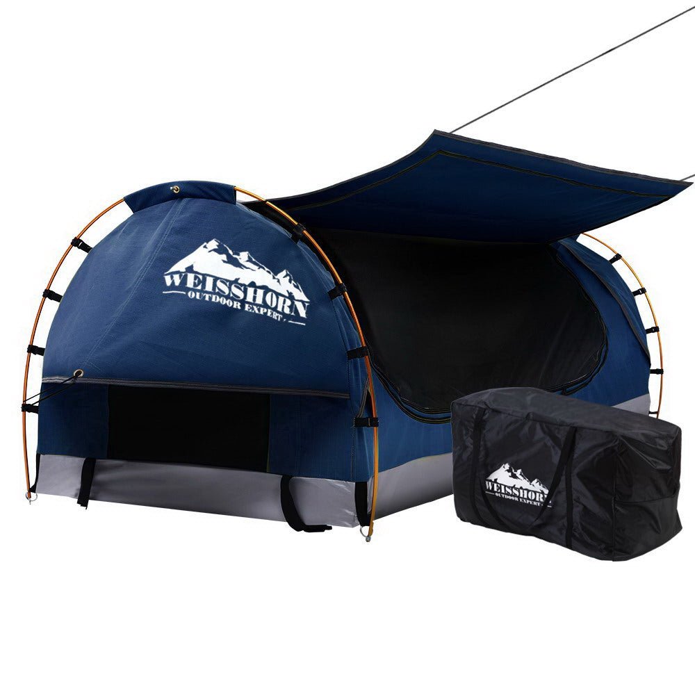 King Single Swag Weisshorn Camping Swags Canvas Tent Blue Conch Outdoors