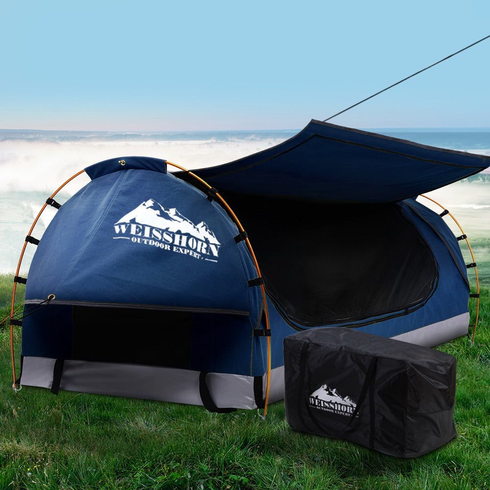 King Single Swag Weisshorn Camping Swags Canvas Tent Blue Conch Outdoors