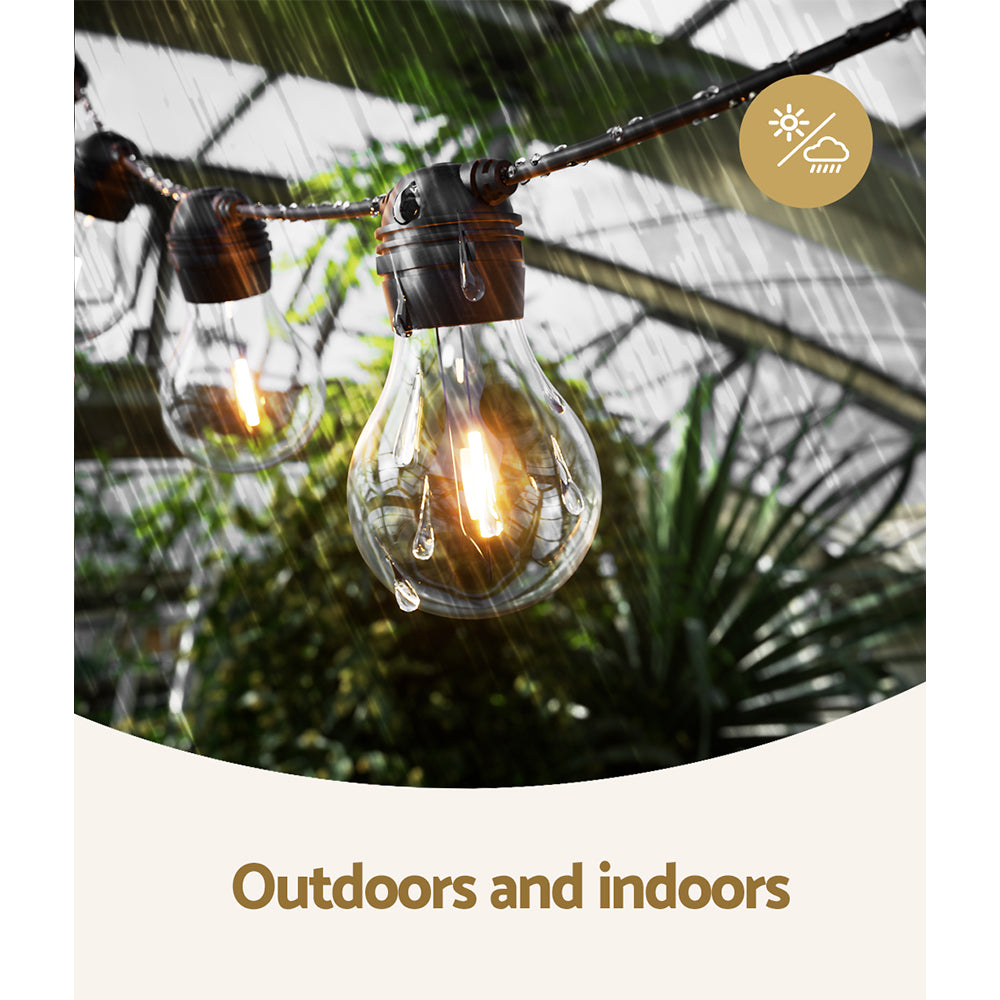 Festoon Lights | 17m LED String Lights | Christmas | A19 | Solar Powered