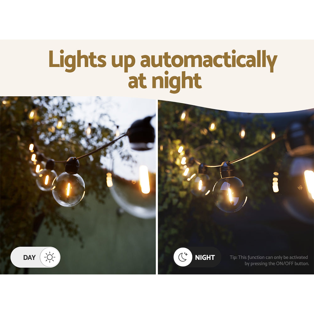 Festoon Lights | 17m LED String Lights | Christmas | G80 | Solar Powered