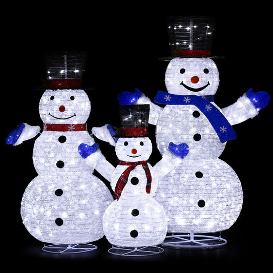 Light Decoration Three Christmas Snowman | 330 LED | Jingle Jollys | 155cm | Mains Powered