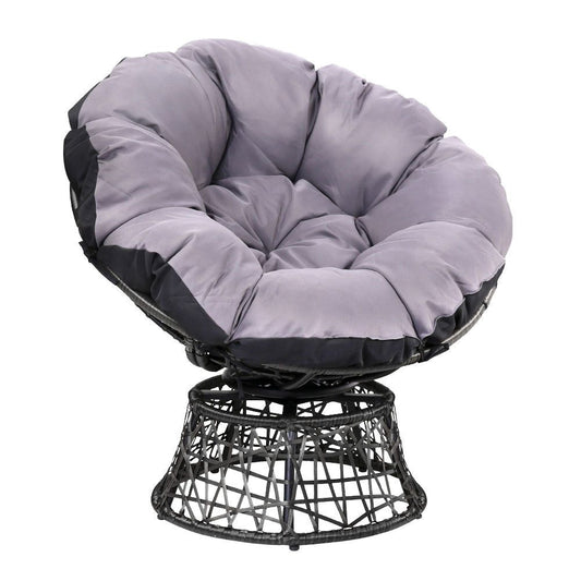Moon Chair Papasan Outdoor Seating - Black & Grey