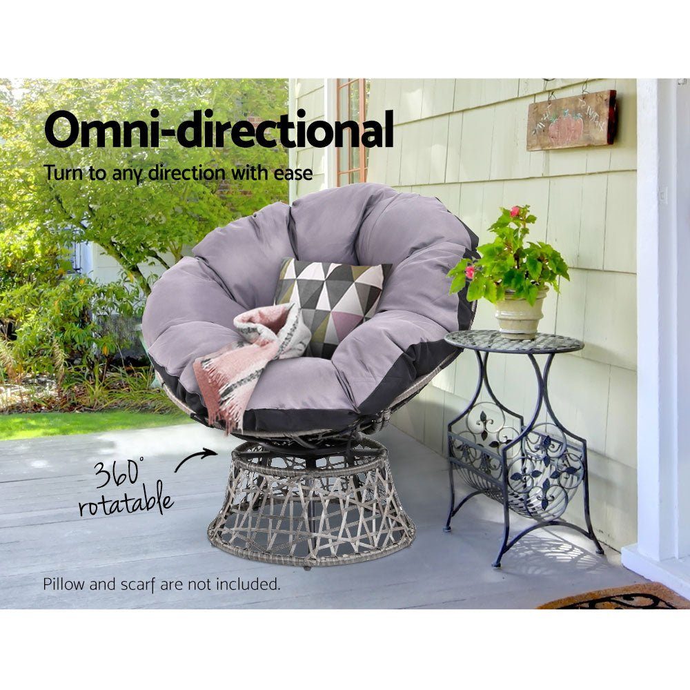 Moon Chair Papasan Outdoor Seating - Grey