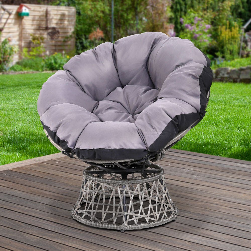 Moon Chair Papasan Outdoor Seating - Grey