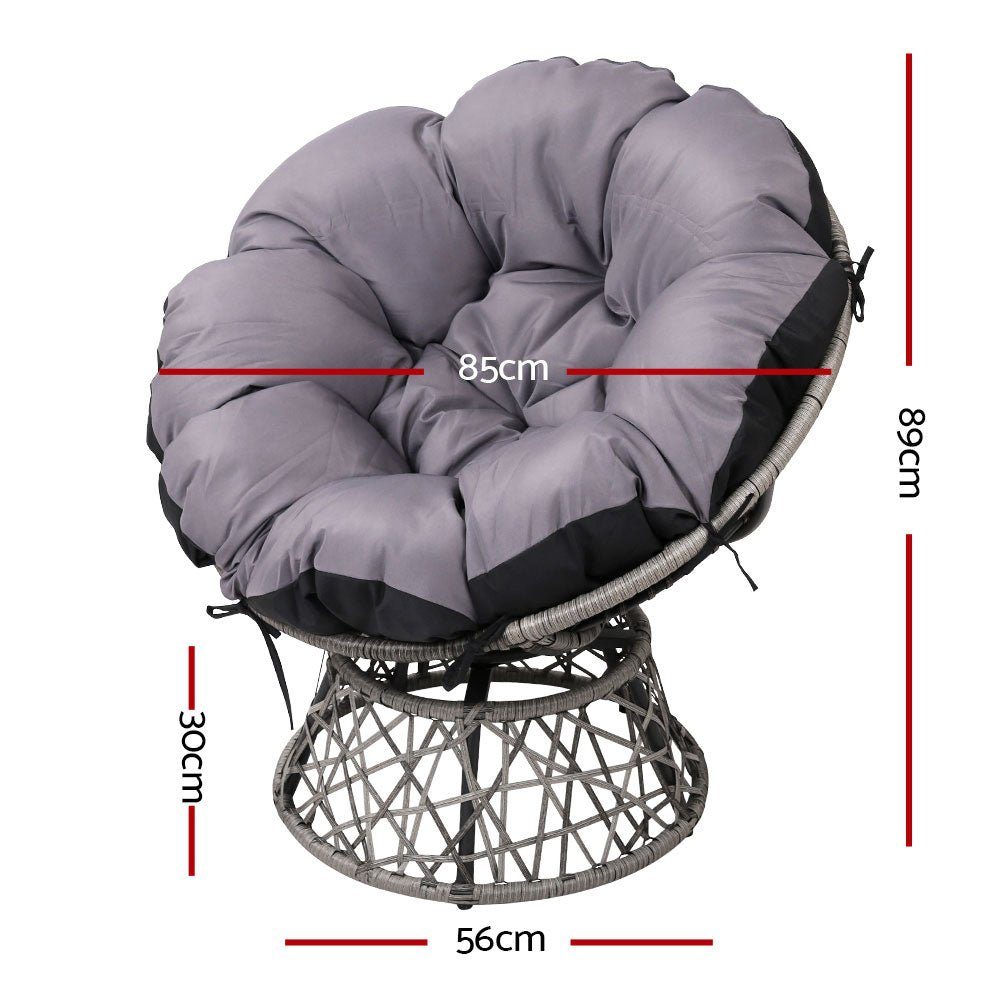 Moon Chair Papasan Outdoor Seating - Grey