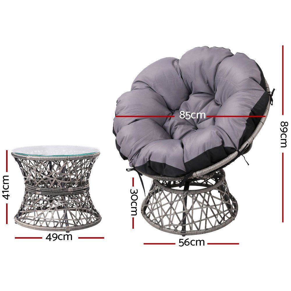 Moon Chair with Side Table Papasan Outdoor Seating - Grey
