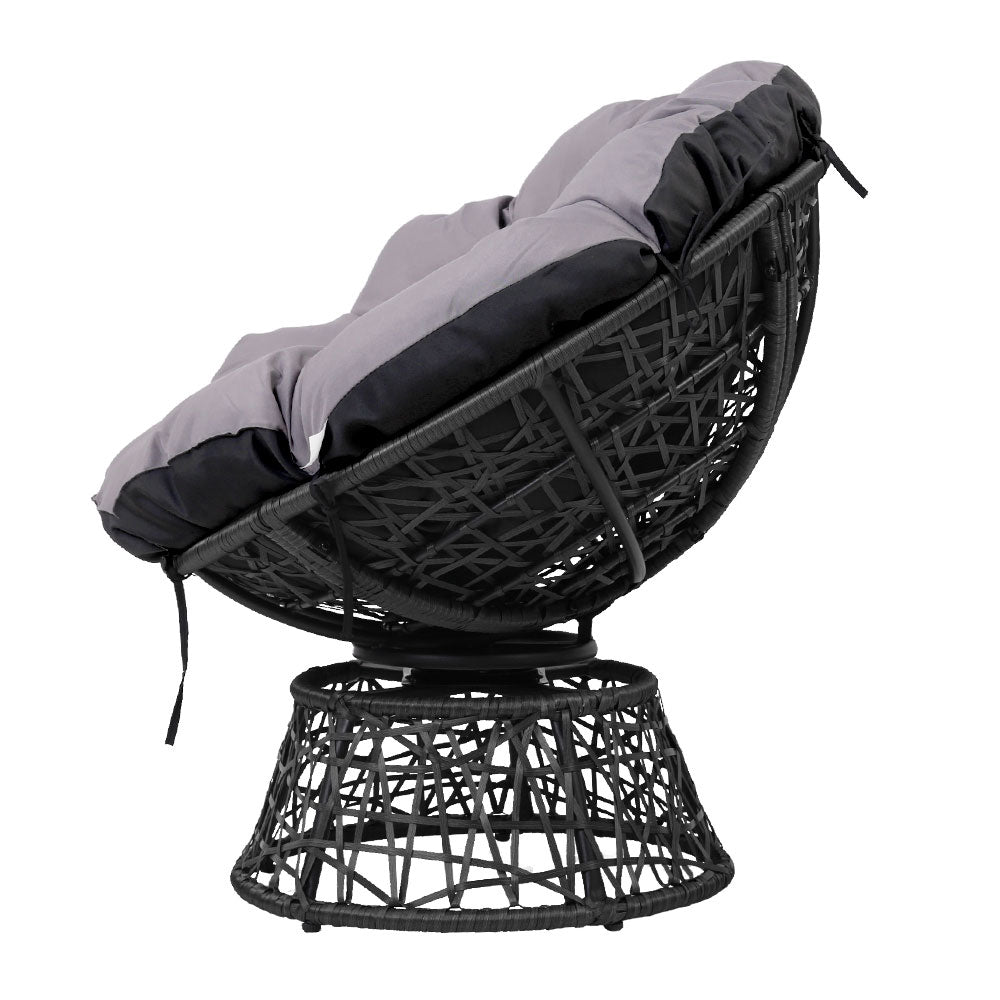 Moon Chair with Side Table Papasan Outdoor Seating - Black