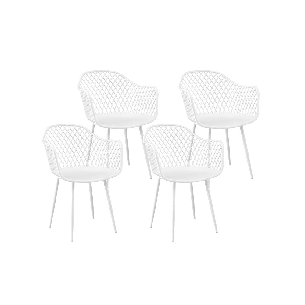 Outdoor Dining Chairs | 4x Moulded Plastic Bucket Chairs | White